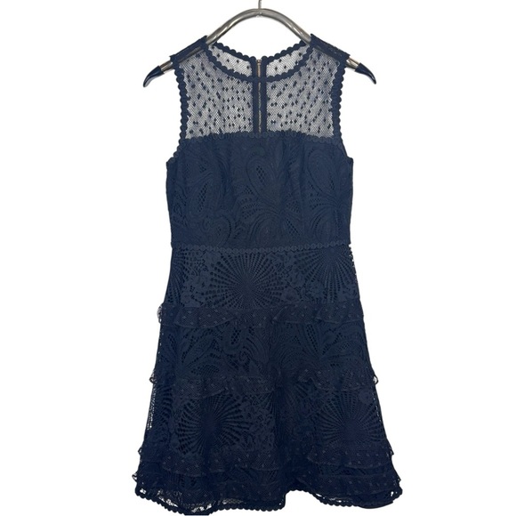 LILLY PULITZER KASEE FLORAL LOOPY LACE ONYX BLACK SWISS DOT FIT & FLARE DRESS - Picture 3 of 12